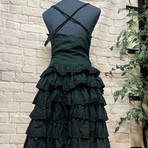 Betsey Johnson New York Vintage Black Tiered Dress Size 6(small) Cotton - Picture 6 of 10